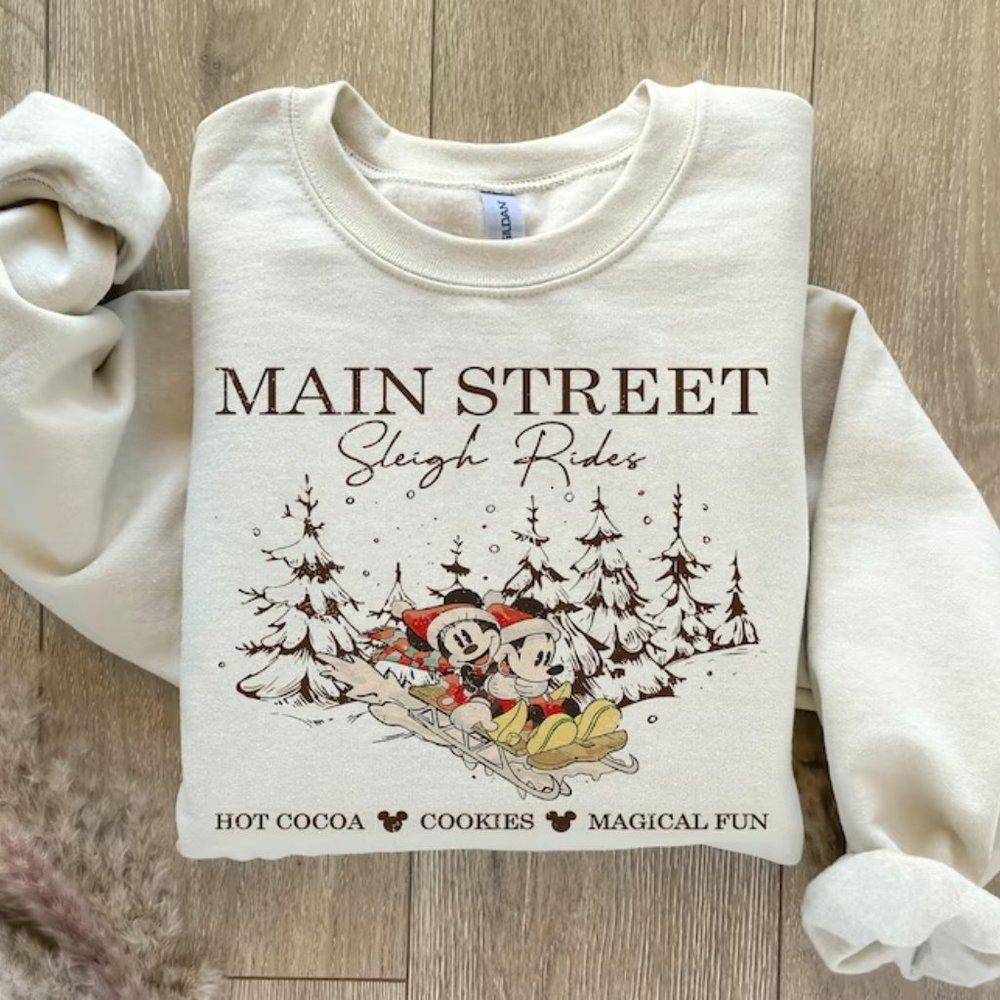 Retro Mckey Mnnie Main Street Sleigh Rides Sweatshirt